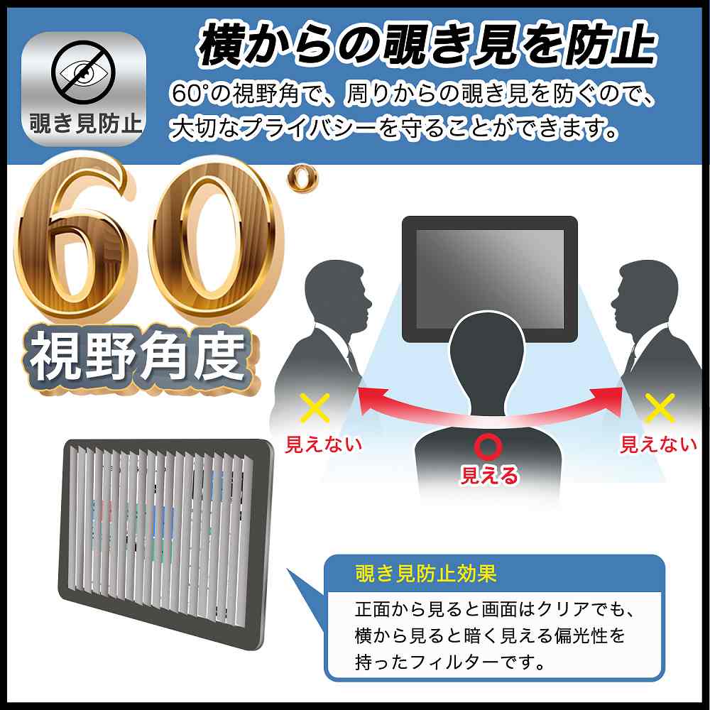 LUCA Tablet 10インチ TE103M3N1-B 向けの 【180度】 覗き見防止