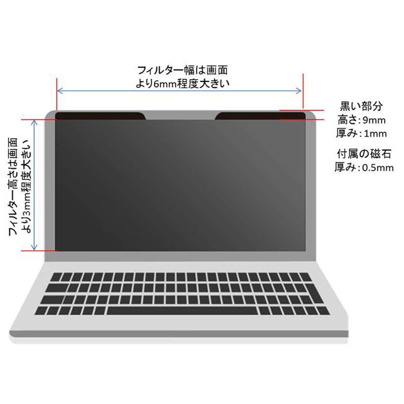 13.3インチ (16:9) ノートパソコン 画面 覗き見防止 マグネット式